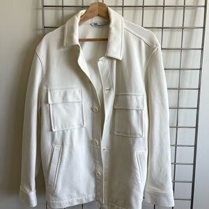 Zara White Utility Jacket with Front Pockets